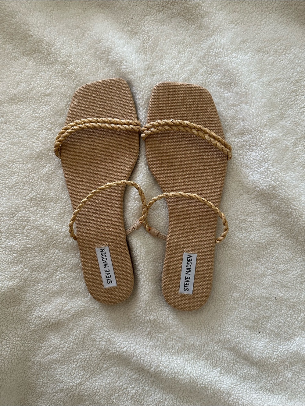 Steve Madden Natural Braided Strap Square-Toe Sandal - Picture 3 of 4